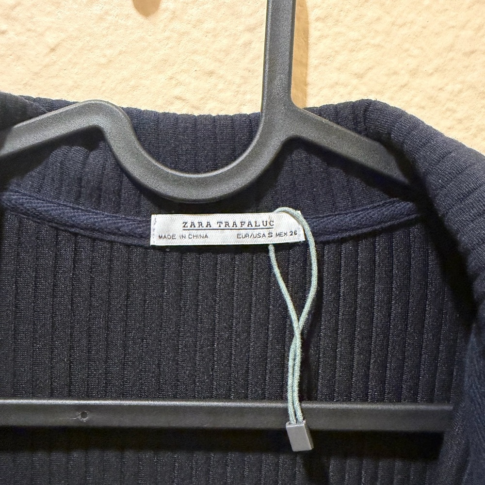 Zara  Navy Ribbed Jacket - Picture 2 of 5